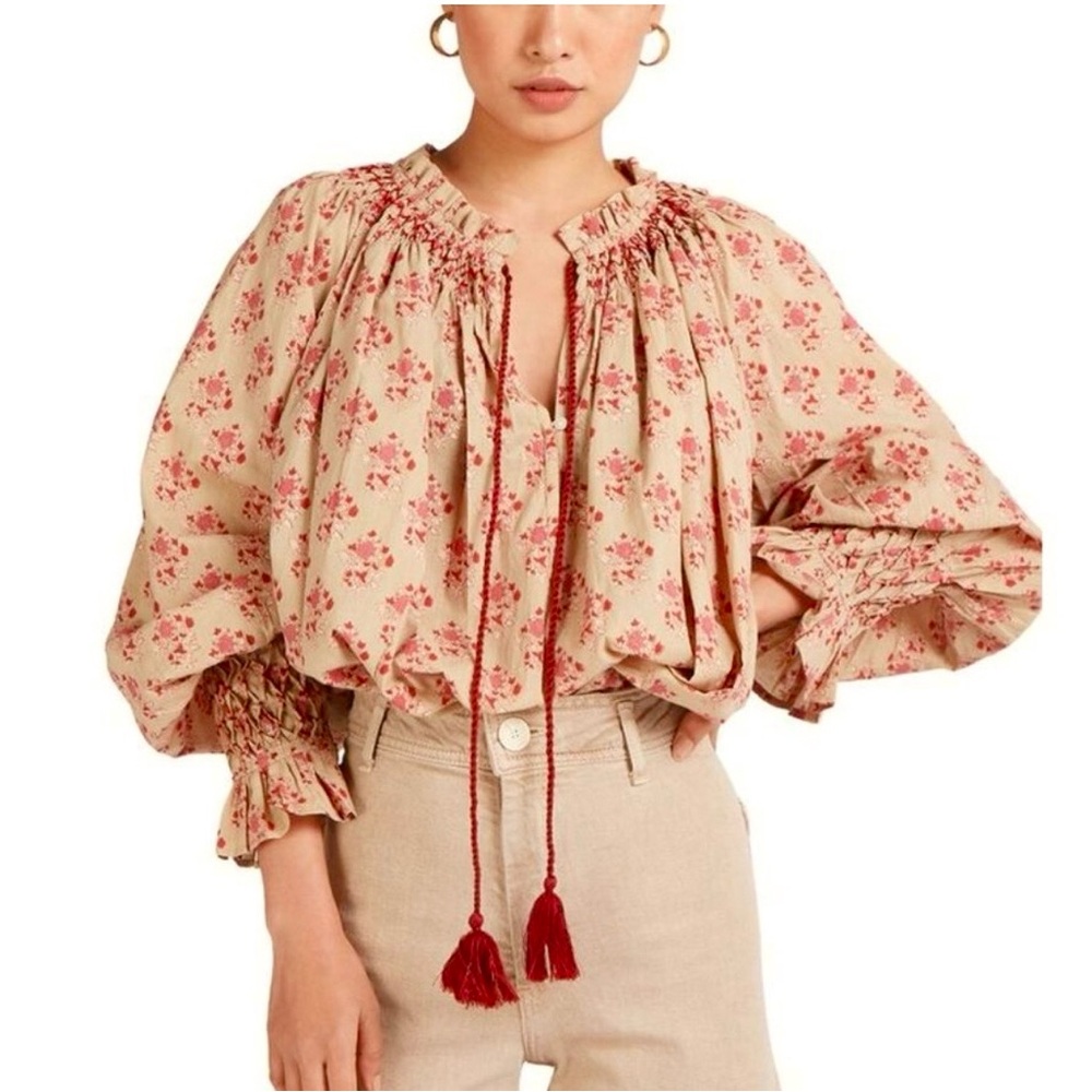 Tuckernuck Ro's Garden Caitlin Boho Floral Top Womens Size XS Cottage Prairie